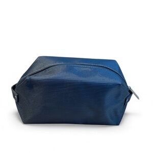 Men’s Bvlgari Parfums Gray Stripe Canvas Unisex Toiletry Makeup Bag Dopp Kit NWT